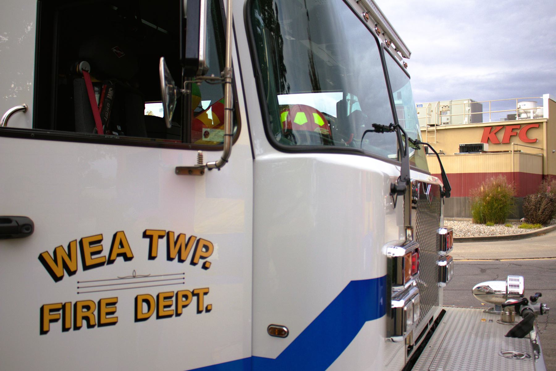 Wea Twp. Fire Dept. lettering on the engine door